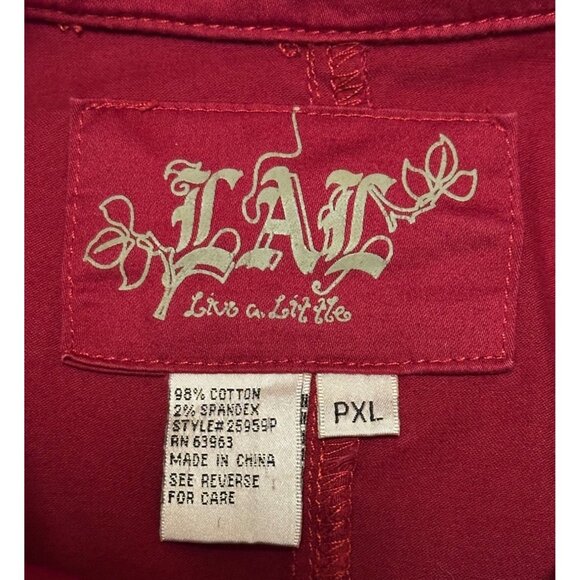 Women's LAL Live A Little Brand Red Collared Jacket Cotton Blend Size PXL - Picture 5 of 16